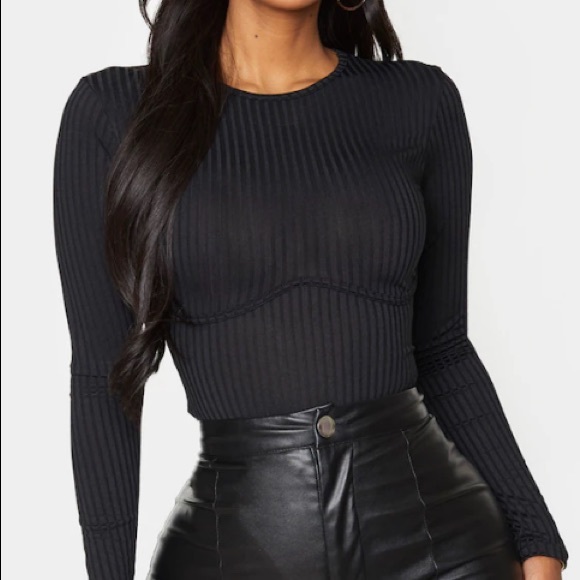 PrettyLittleThing shape black ribbed underbust bodysuit. New with tags. Size 6 - Picture 1 of 5